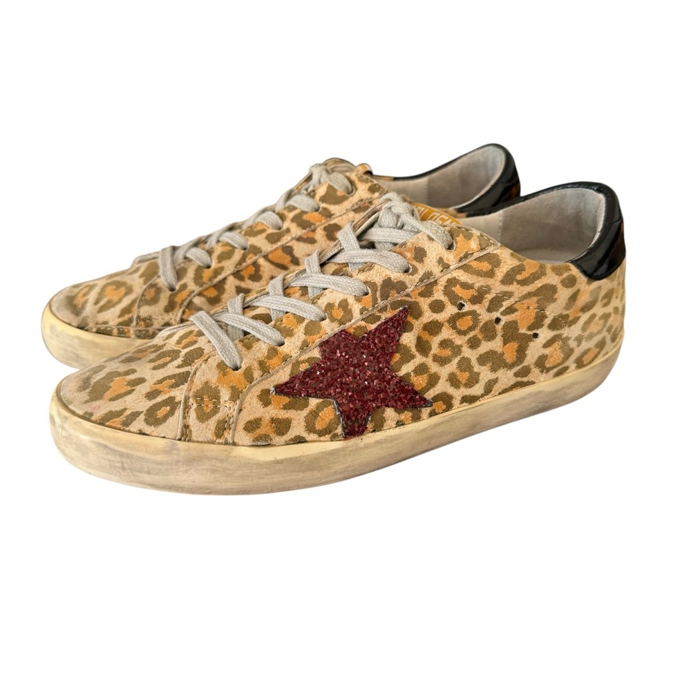 Golden Goose Super Star Glitter Leopard Print Leather Sneakers - Picture 4 of 17